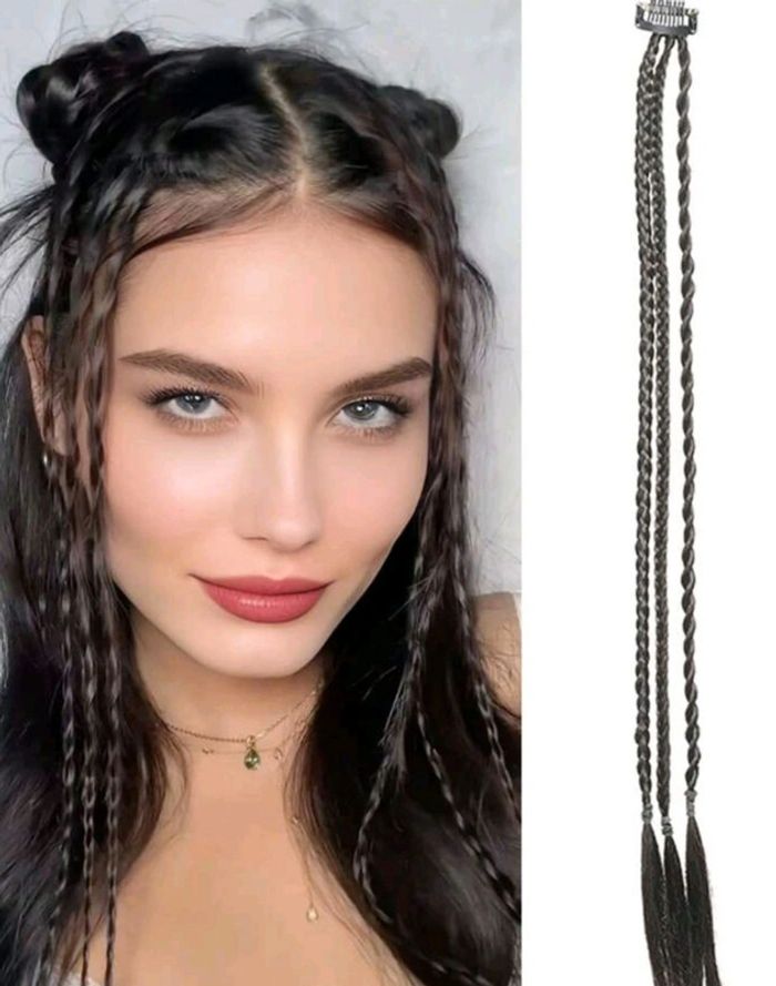 Clip avec extensions de cheveux bruns tressés - photo numéro 6