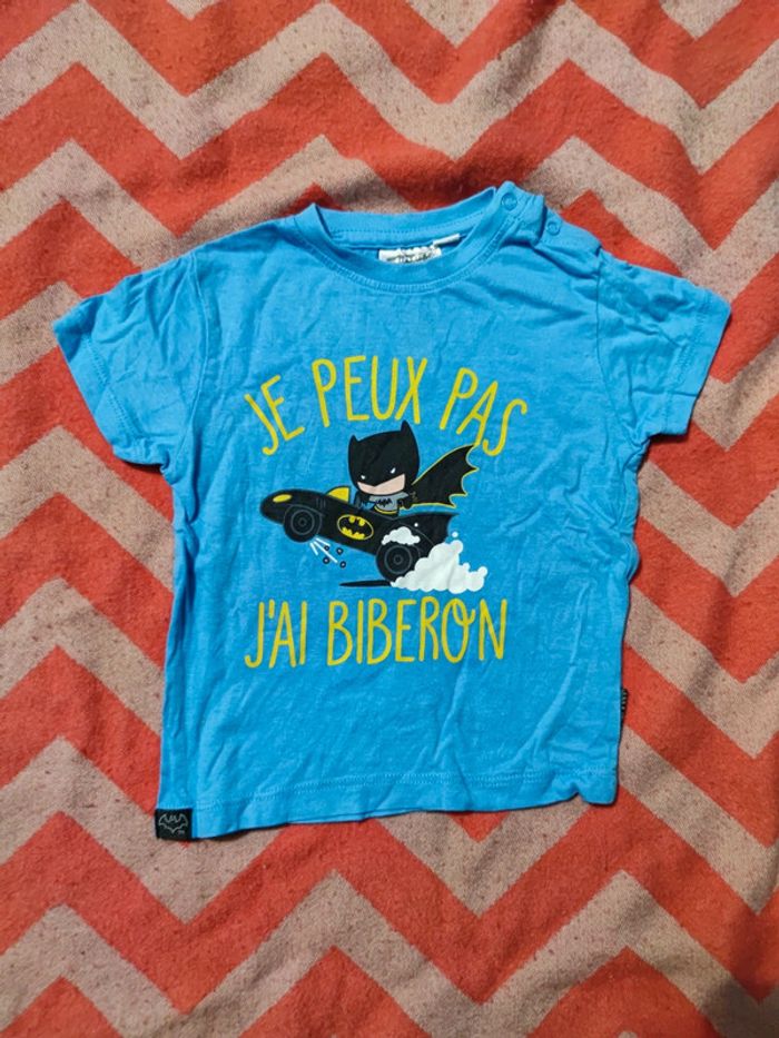 T-shirt Batman je peux pas j'ai biberon T.12 mois
