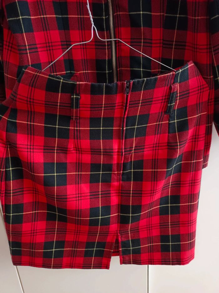 Ensemble veste + jupe rouge ecossais 38 - photo numéro 4