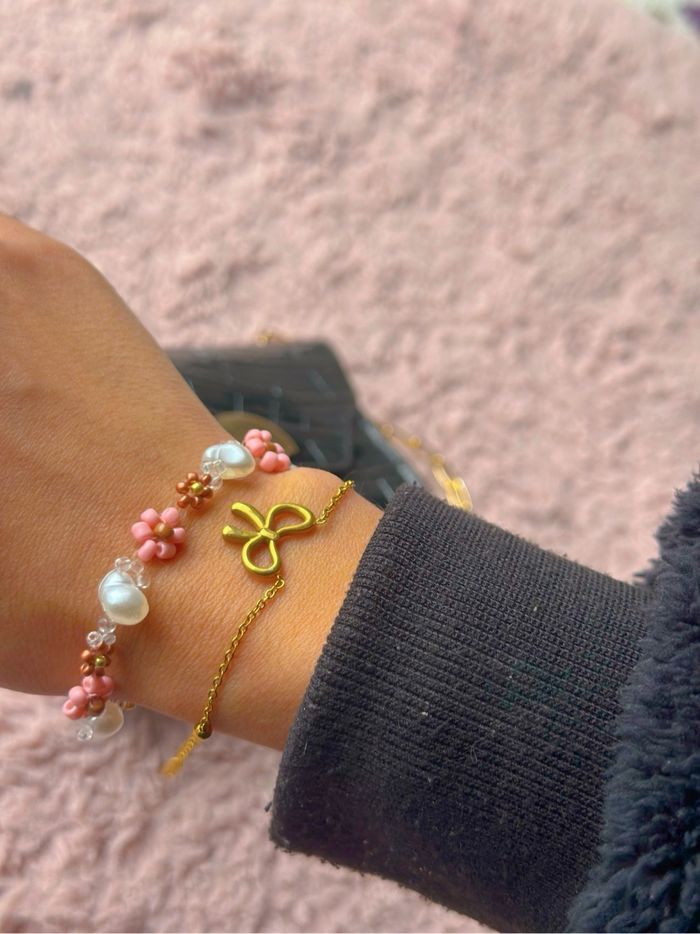 Bracelets fleurs rose et marron 🍂 - photo numéro 2