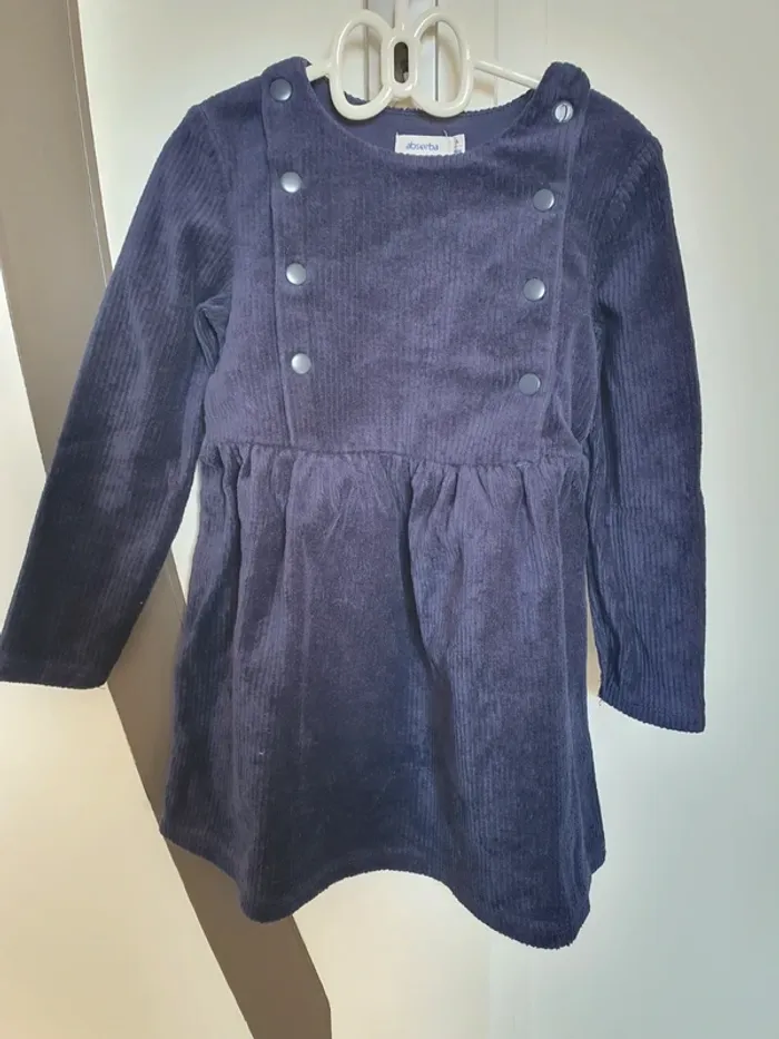 Robe Absorba bleu marine velours côtelé