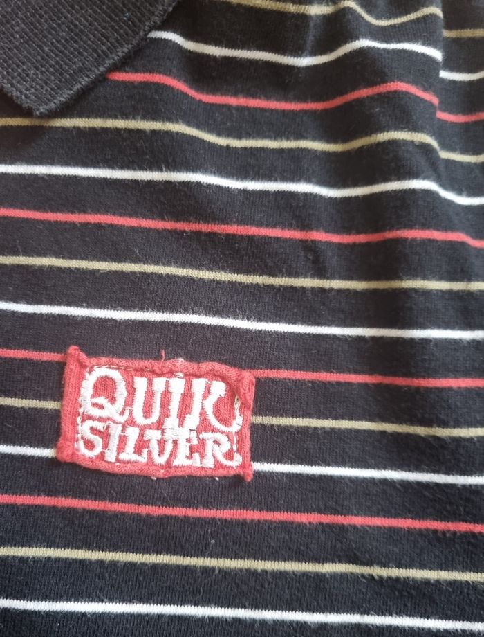 Polo manche longue garçon quicksilver noir à rayure taille 12ans - photo numéro 3