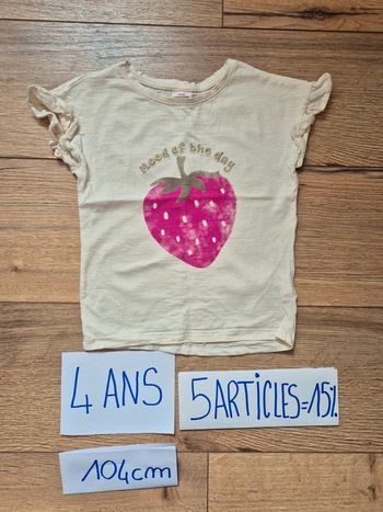 Tee-shirt manche courte été tape à l'œil motif fraise