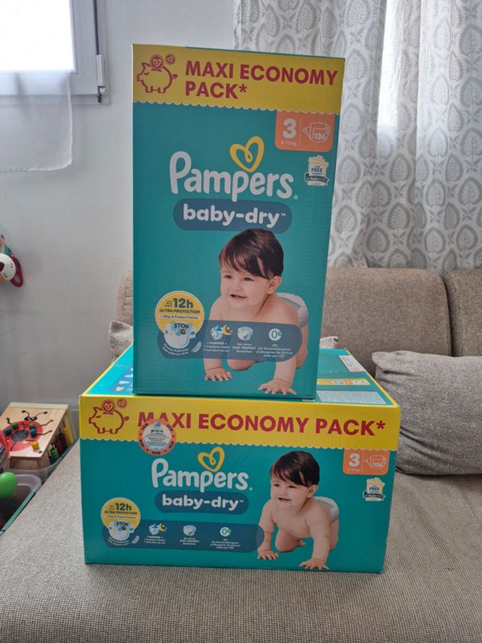2 maxi pack pampers baby dry taille 3 272 couches
