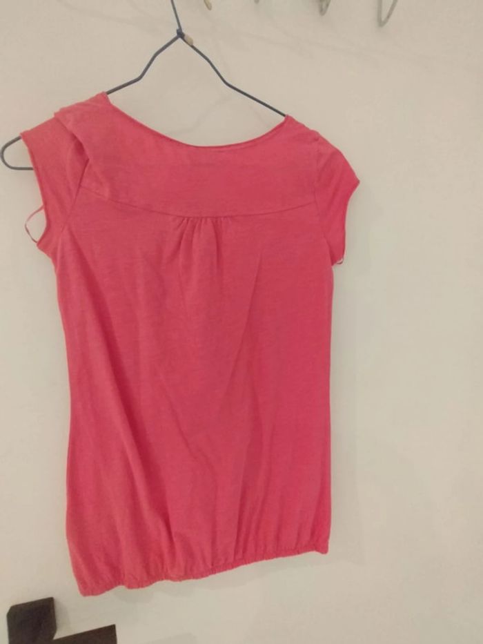 Tee shirt manches courtes rose camaïeu xs neuf - photo numéro 4