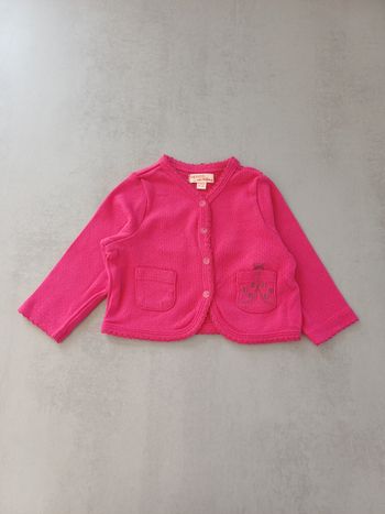 Gilet manches longues col V rose 9 mois Du Pareil au Même, très bon état comme neuf