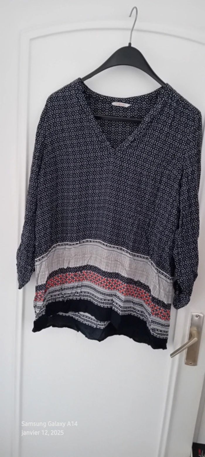 Tunique longue esprit bohème motif mosaïque bleu femme XL camaïeu - photo numéro 4