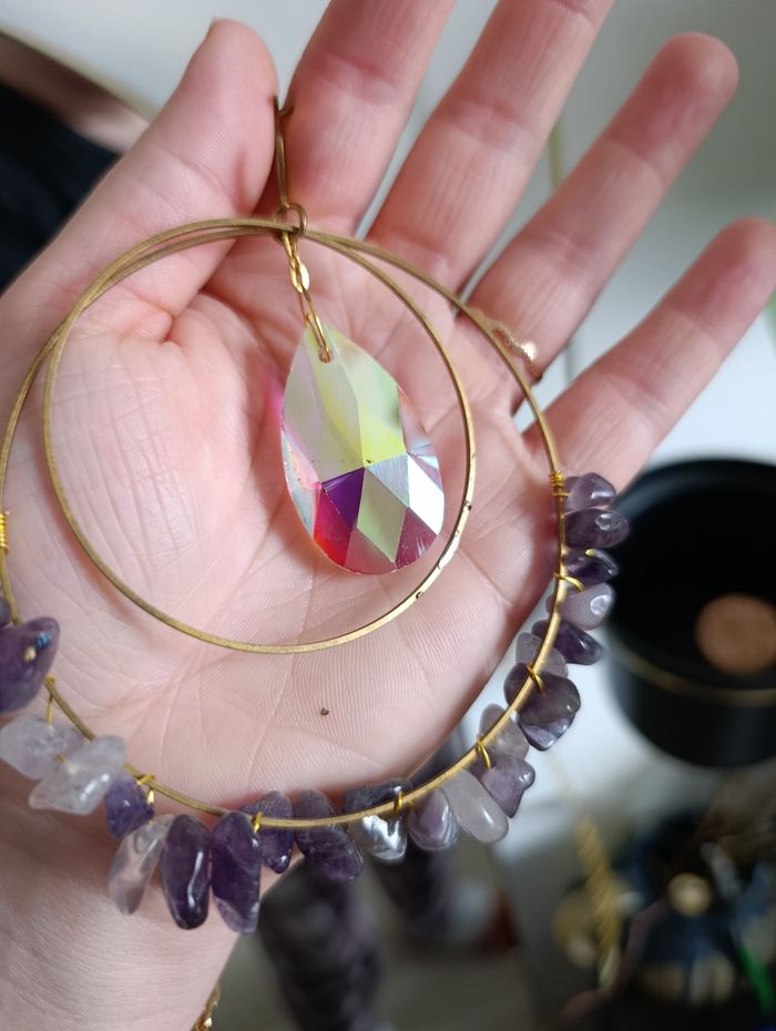 Suncatcher lune dorée avec pierre - photo numéro 3