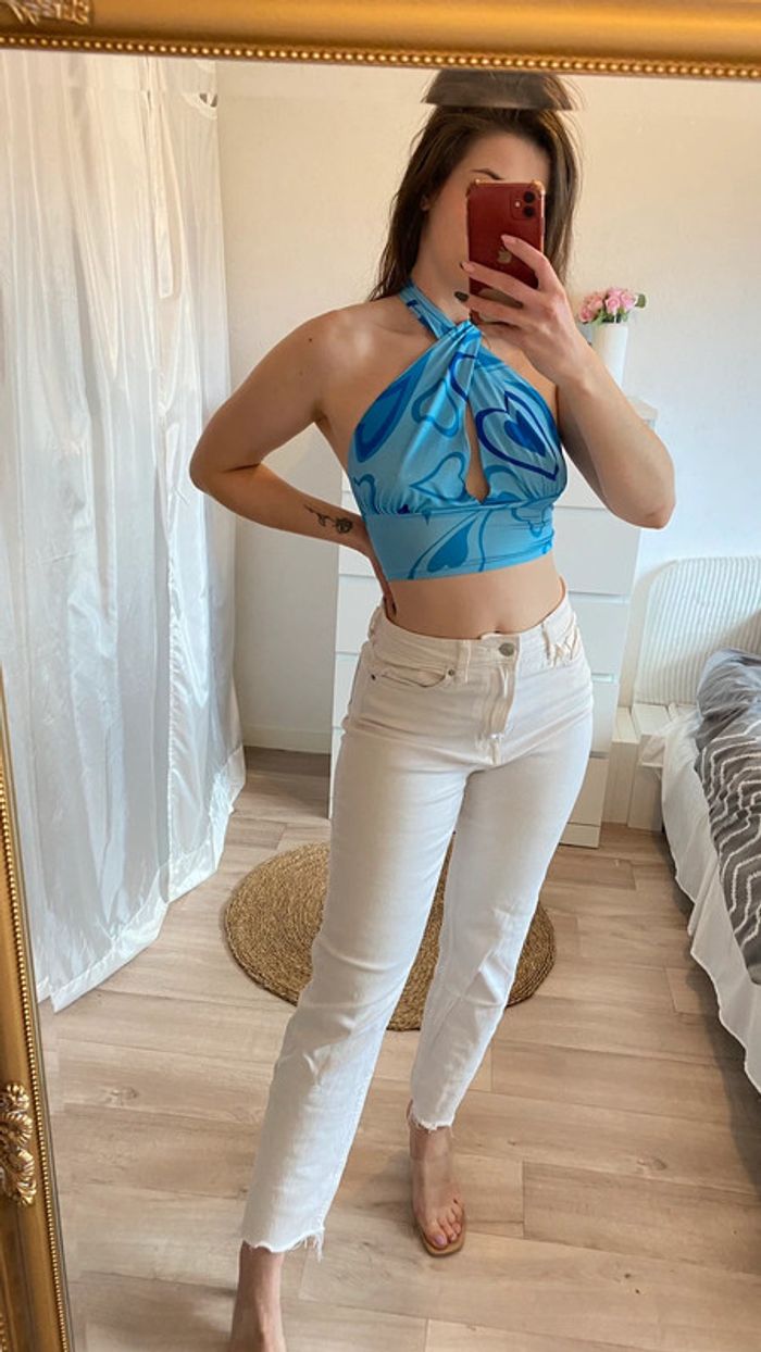 Crop top croisé motifs groovy Y2k - photo numéro 2