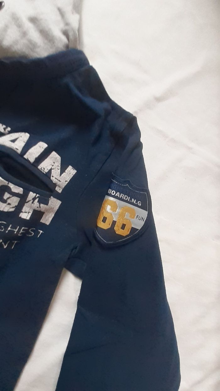 Sweet à capuche marine et gris - photo numéro 4