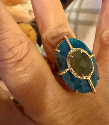 Bague habaha Paris apatite labradorite acier inoxydable or