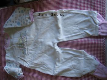 pyjama été léger en coton blanc rose 2 ans