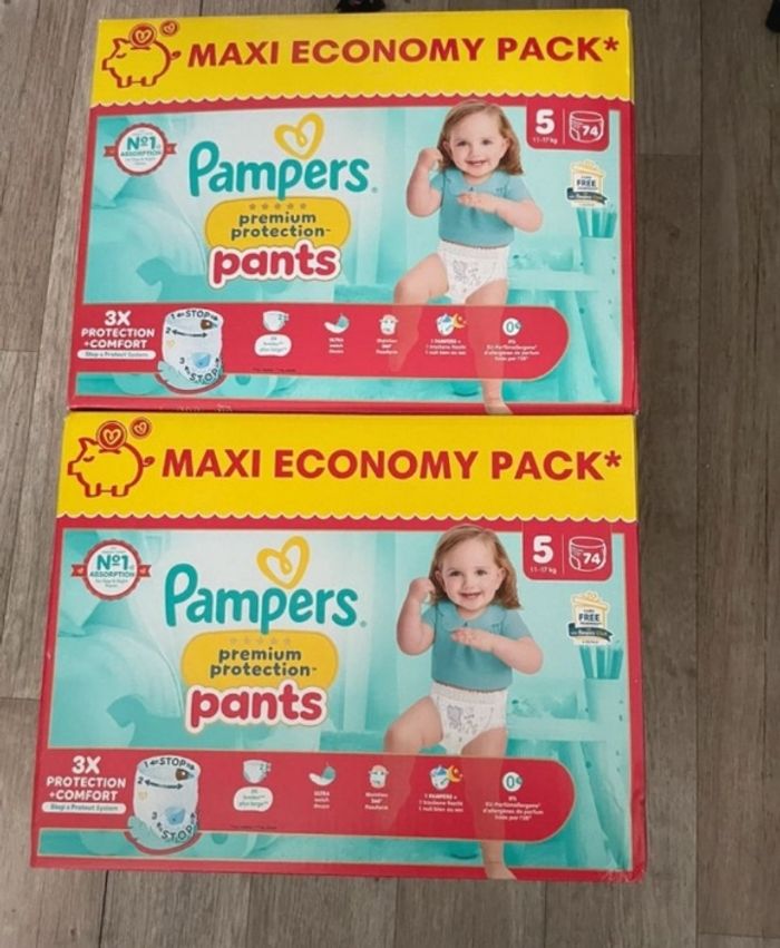 2 cartons de couches pampers premium pants taille 5
