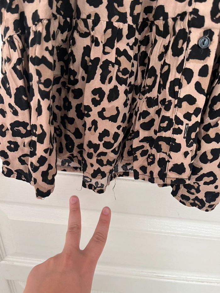 Robe à manche longue stradivarius beige et noir motif léopard taille s - photo numéro 4