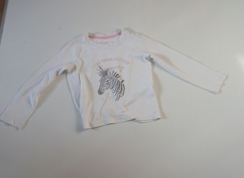 T-shirt manche longue blanc pour fille avec un zèbre