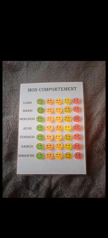 Fiche plastifiée Mon comportement pour garçon