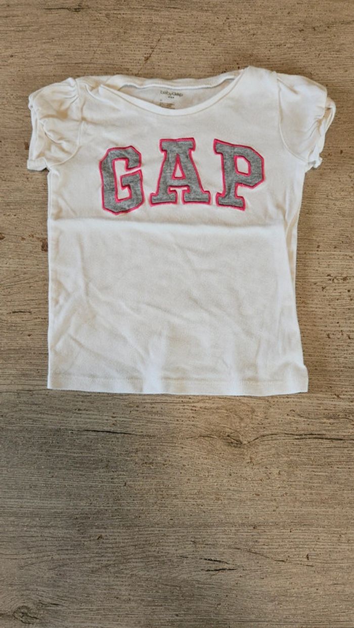 T shirt blanc à manches courtes, col rond, GAP, 5 ans