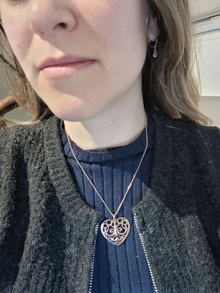 Collier cœur filigrane acier rose - photo numéro 6