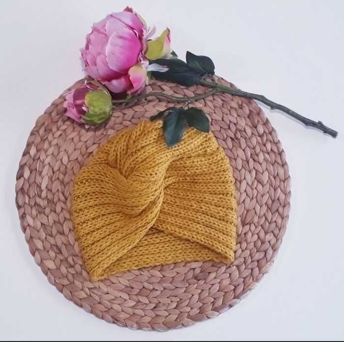Bonnet turban mohair et laine petite fille