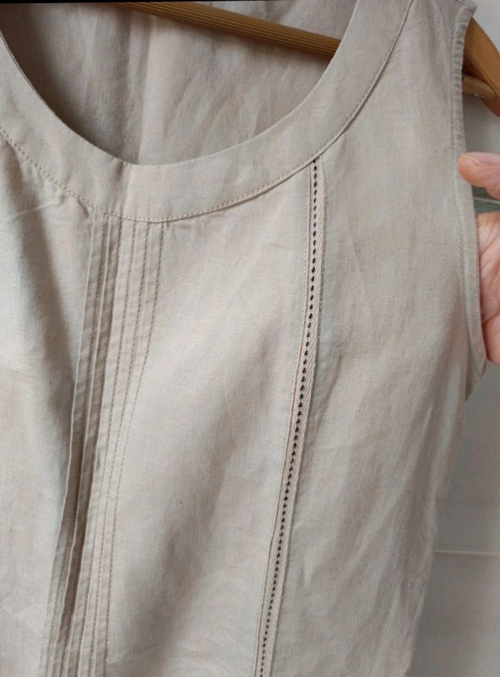 Robe beige lin/coton t.38/40 - photo numéro 3