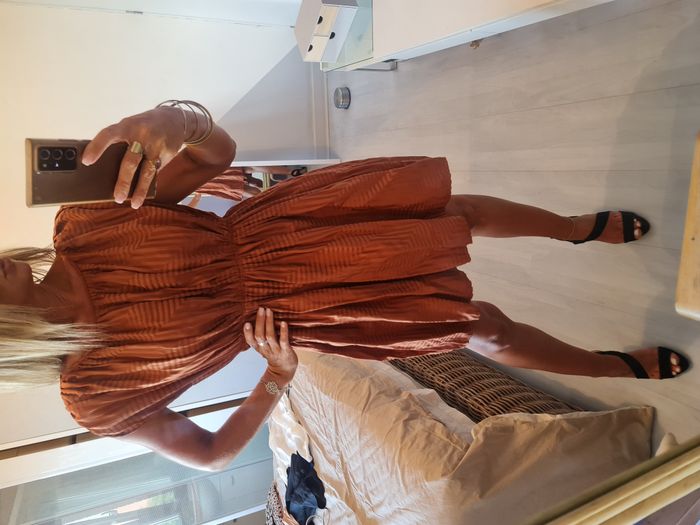 Robe classe couleur rouille Mango Taille 34 - photo numéro 9