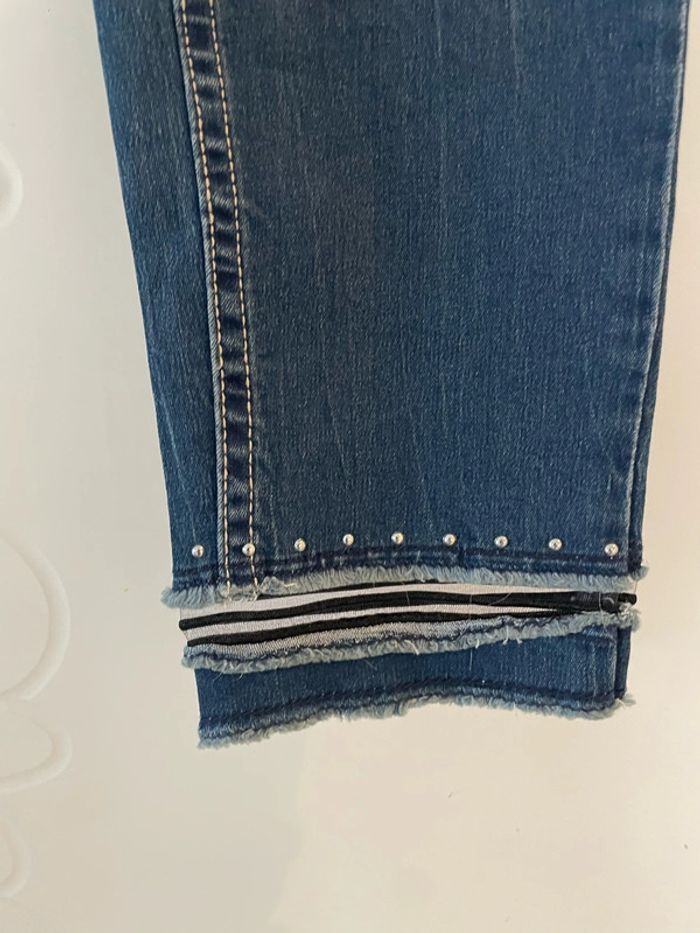 Jean court bleu taille basse coupe skinny bas dentelle et clou sublevel taille M - photo numéro 4