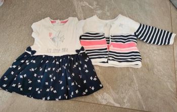 Ensemble robe et gilet printemps chic bébé fille 9 mois comme NEUF