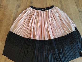 Jupe midi plissée Zara rose et noire taille M : Élégance intemporelle