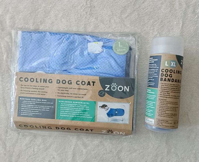 1 manteau de refroidissement et 1 bandana rafraîchissant pour chien en taille L