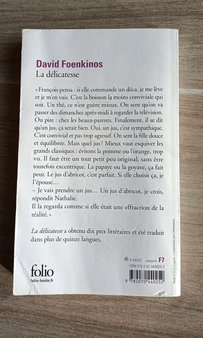 Livre la délicatesse David Foenkinos folio poche bon état - photo numéro 2