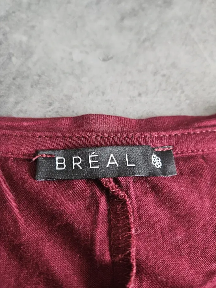 Blouse manches 3/4 femme - Taille 5 (44 / XXL) - Bréal - Bordeaux sérigraphie avec strass - photo numéro 2