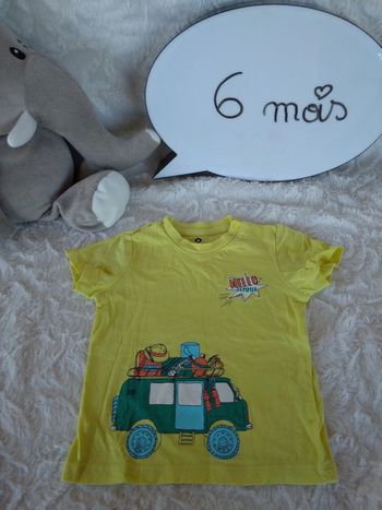 Tee shirt manches courtes Garçon 6 mois Voiture Hello Summer Z Grain de blé 100% coton