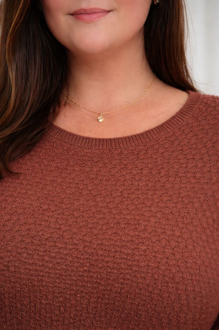 Robe pull en tricot maille texturées couleur cannelle terracotta Femme Taille 54 marque Boohoo 💍 - photo numéro 3