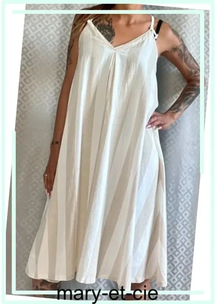 SOLDE - Robe d’été ample à fine bretelles - taille 36 - minimum - 80 % coton, 20 % lin - photo numéro 2