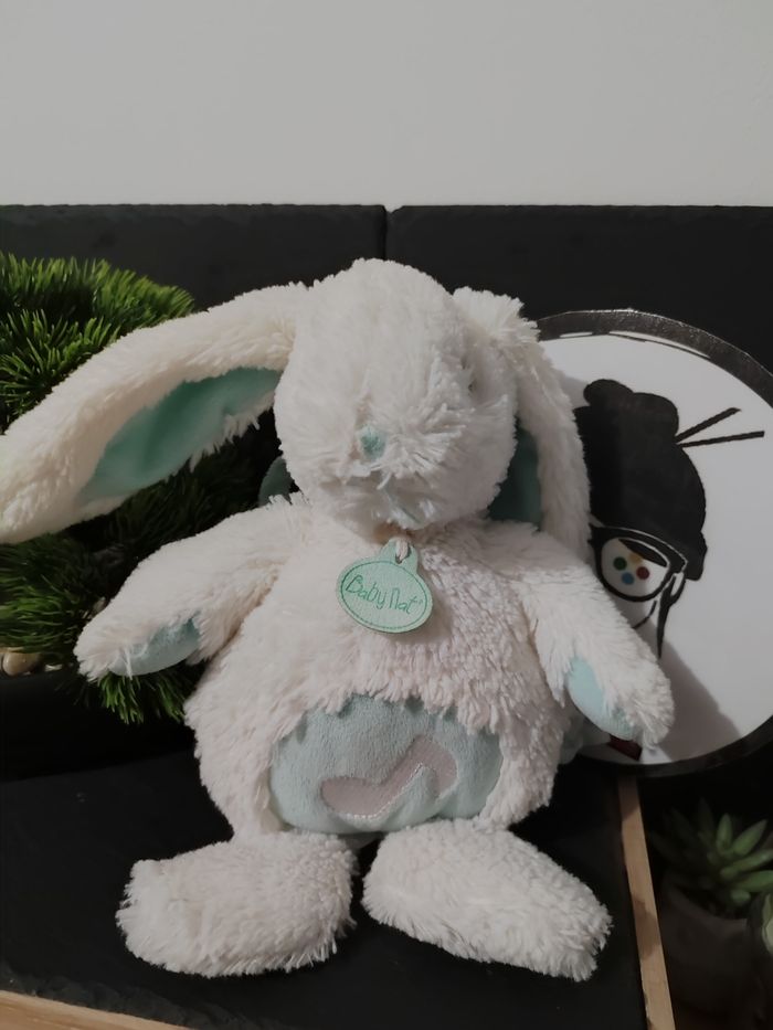 doudou peluche musicale lapin baby nat bleu blanc note musique bn072 calins Pe63