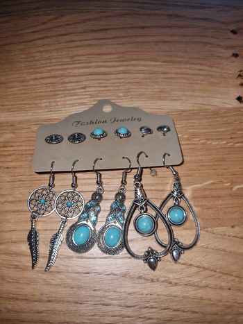 Boucles d oreilles turquoise ethnique