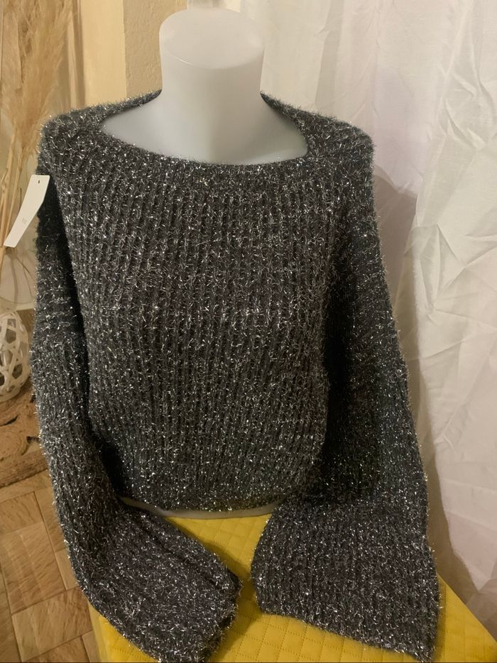 Pull gris foncé  foncé brillant New collection taille unique 36-42 - photo numéro 2