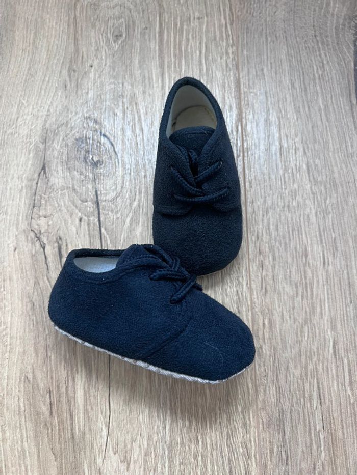 Chaussures bébé velours bleu marine 3/6 mois
