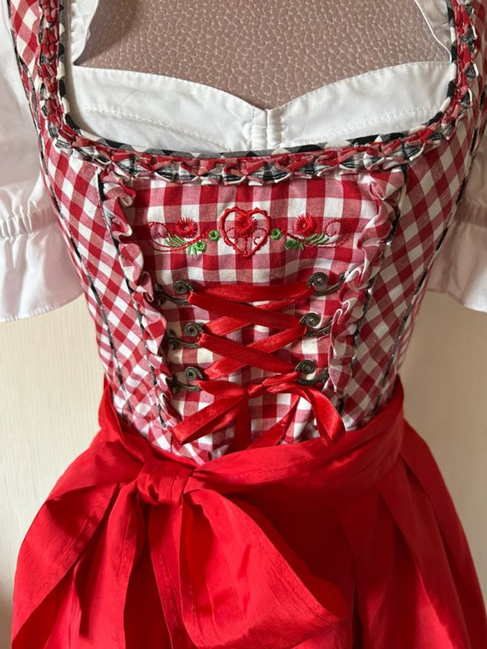 🍒Jolie robe traditionnelle autrichienne cottagecore dirndl red gingham austrian dress🍒 - photo numéro 10