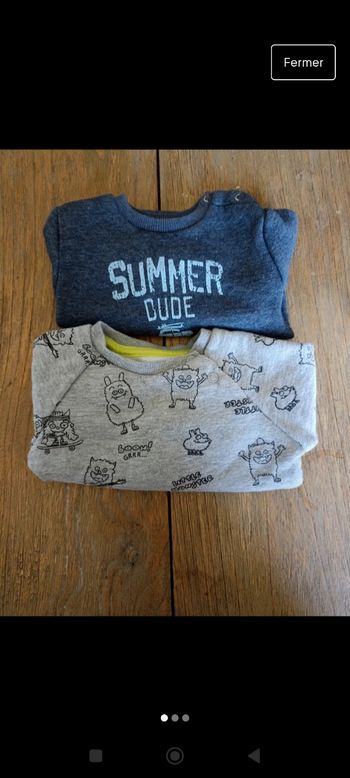 Lot de 2 sweats 3 mois