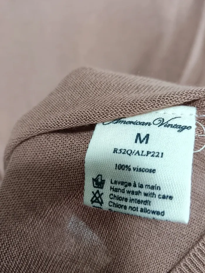 American Vintage "Pull fin marron clair" t. M - photo numéro 4