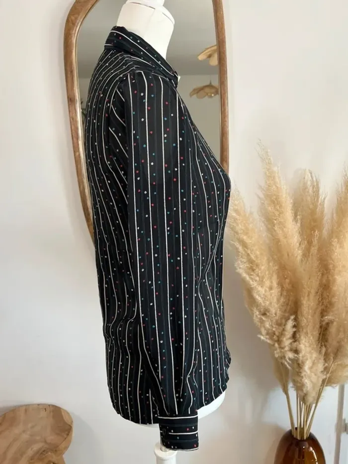 Chemise rayée noire vintage japonais - photo numéro 4