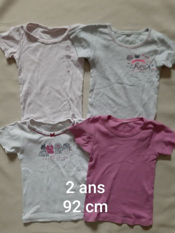 4 maillots de corps manches courtes fille (en lot ou à l'unité) - absorba - 2 ans - 92 cm