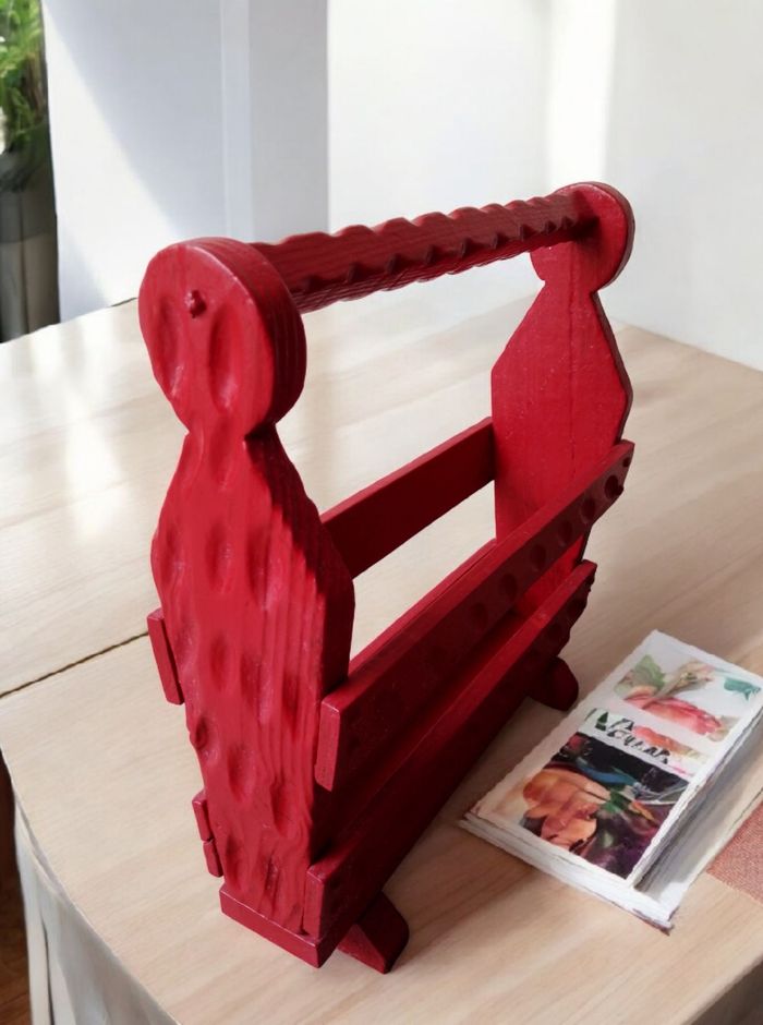 Porte revues vintage en bois massif - photo numéro 4