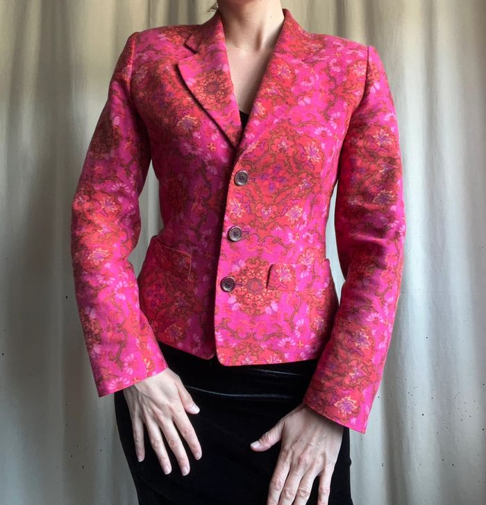 Blazer rose motifs psychédélique Kenzo vintage made in France 70s - Taille M - photo numéro 5