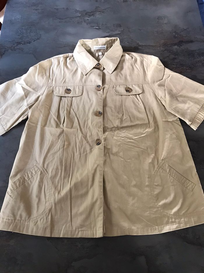 Chemise blouse femme manche courte beige taille 42