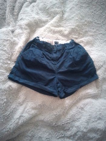 Short fille 12 ans en coton bleu marine