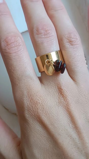 Jolie bague à breloques en acier inoxydable