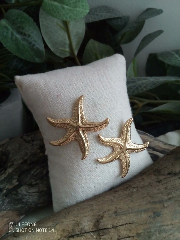 Boucles d'oreilles bohèmes étoiles de mer dorées