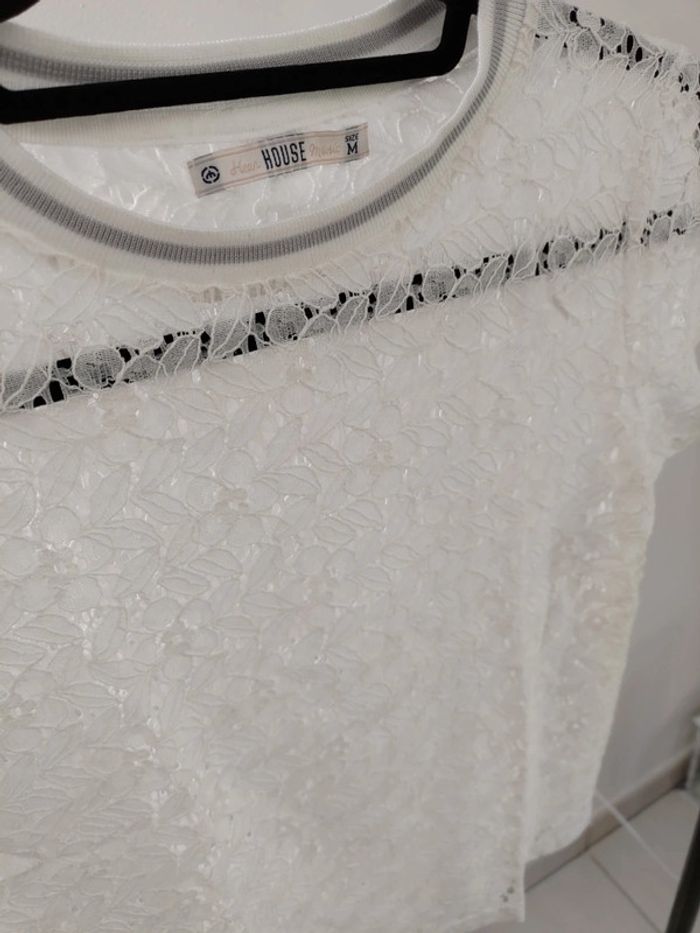 House t-shirt dentelle blanc M - photo numéro 2